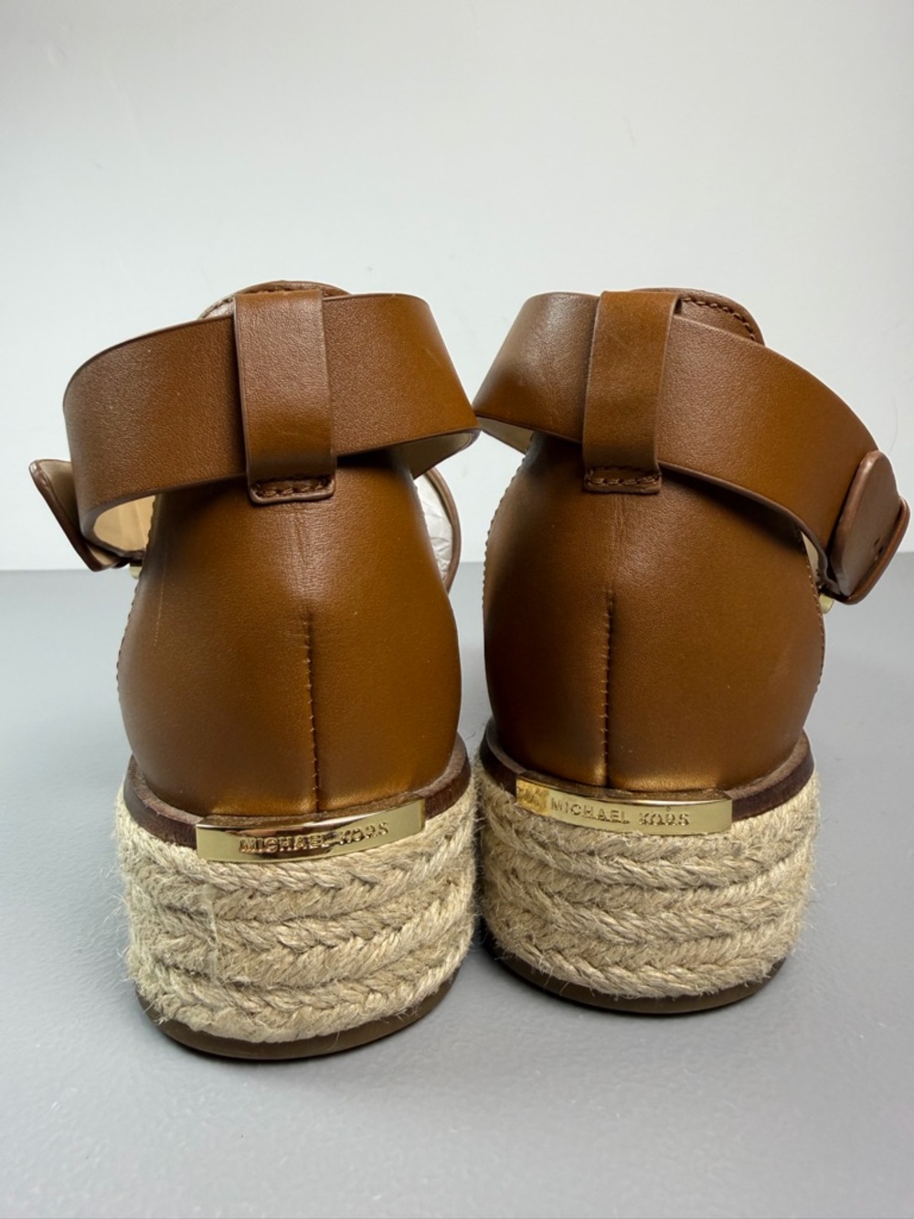 Michael Kors Lynn Espadrille Woven Platform Wide Strap Sandals Size Brown 8M - Picture 5 of 13